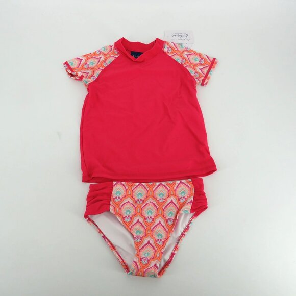Girls Cabana Life UPF 50+ Pink Rash Guard & Printed Bikini Set Size 4 NWT $40 - Picture 1 of 6